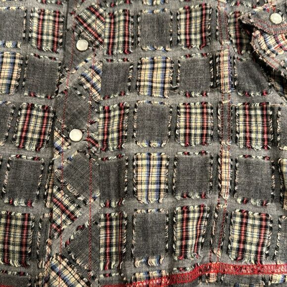 georg roth LA amazing patch work pearl snap button shirt size XXL grey - Picture 3 of 11